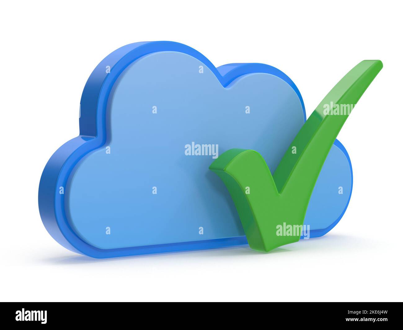 Cloud And Green Check Mark , This is a 3d rendered computer generated image. Isolated on white. Stock Photo