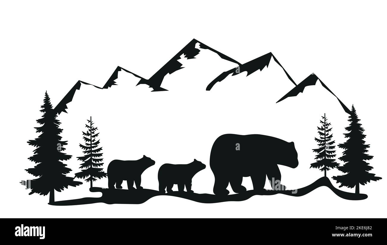 Vector Double exposure, bear for your design, wildlife concept