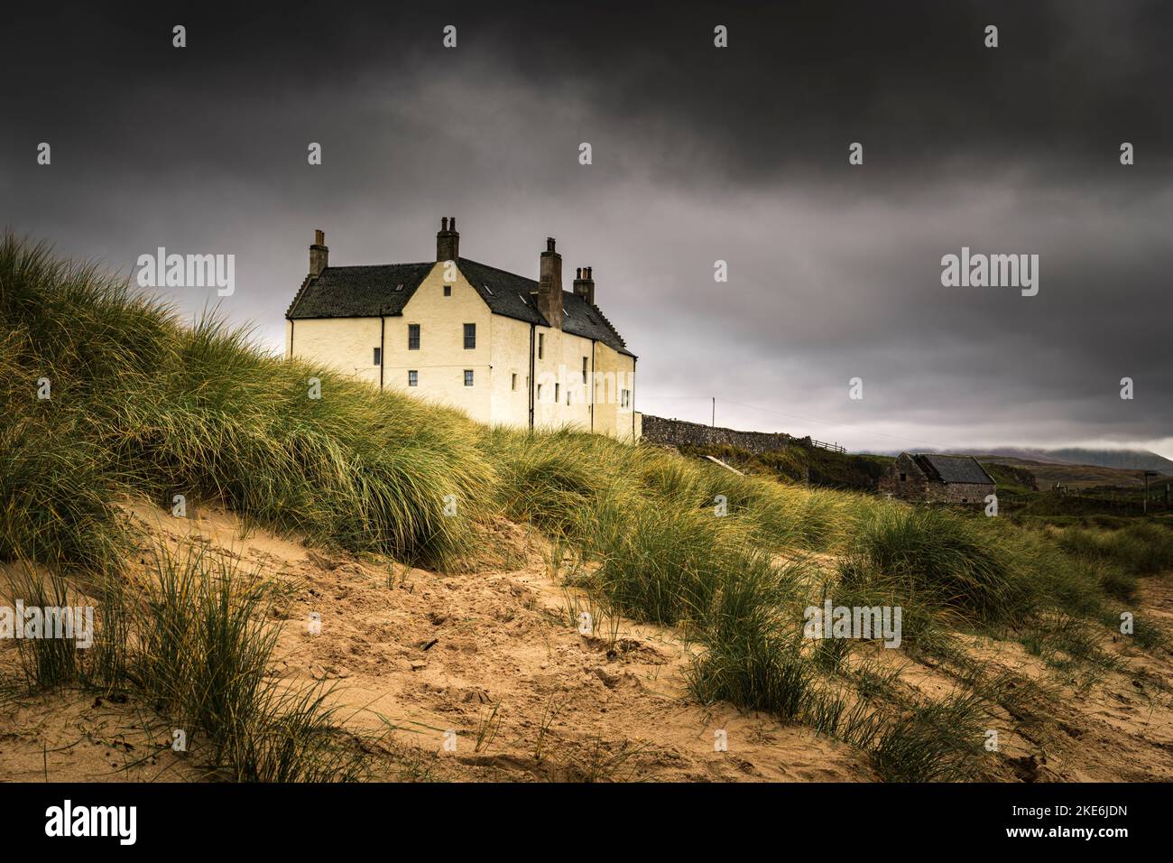 An overcast, autumnal HDR image of Balnakeil House, formerly home to Clan Mackey, on the NC500, northwest Sutherland, Scotland. 24 October 2022 Stock Photo