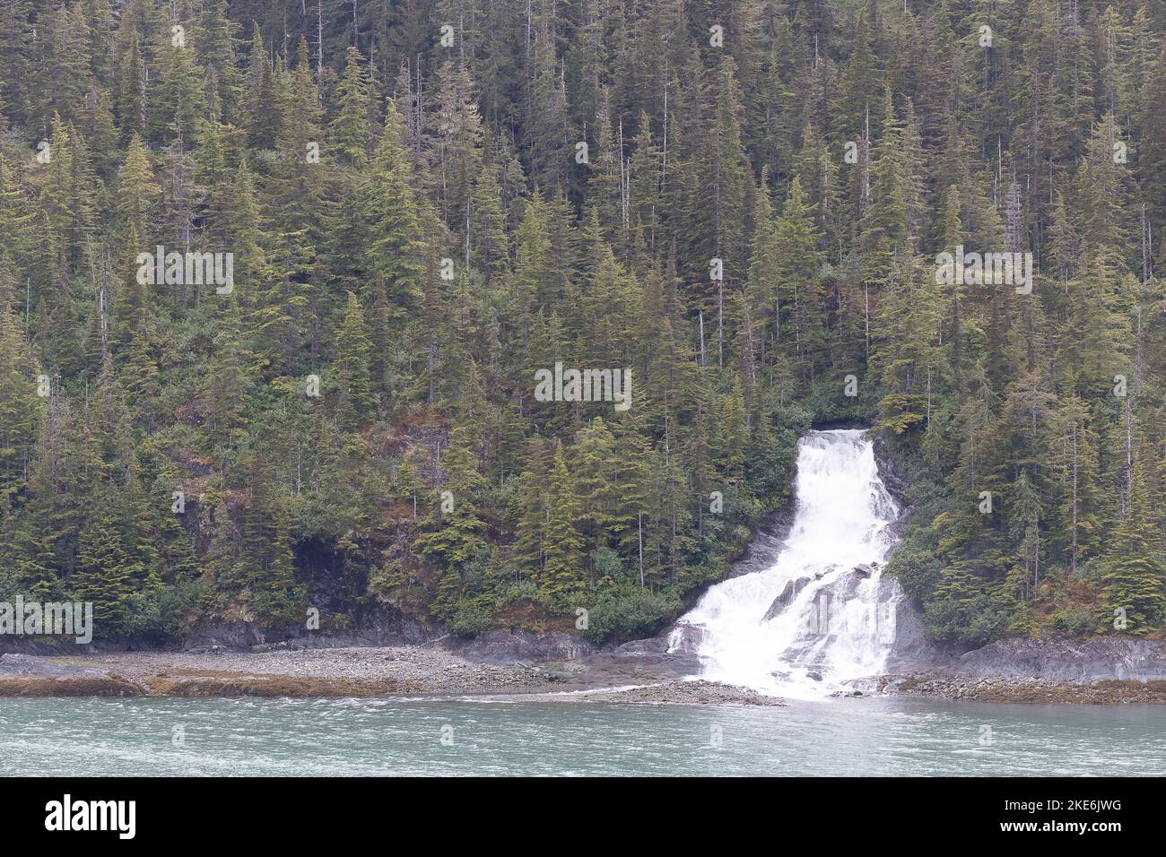 A landscape of Alaska forest waterfall on the river Stock Photo - Alamy