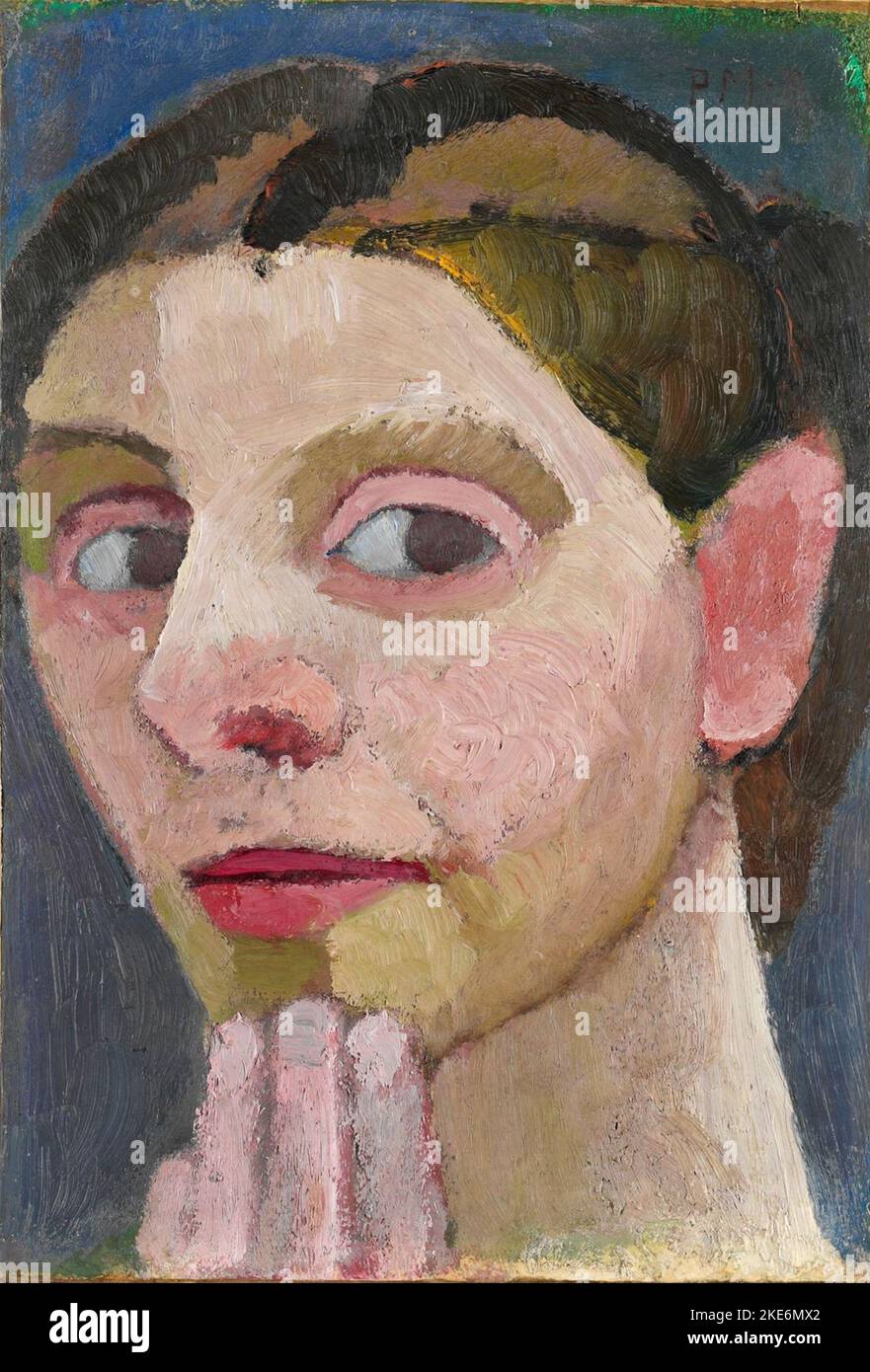 Paula Modersohn-Becker - Self Portrait with Hand on Chin Stock Photo