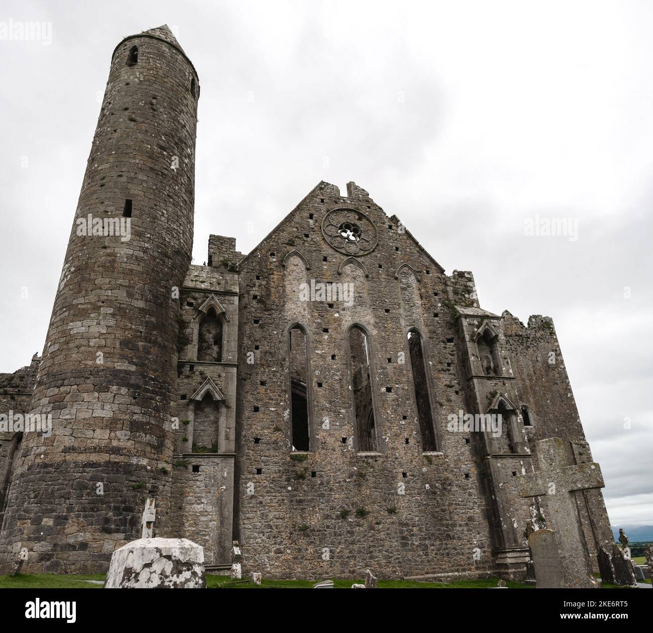 Castle Rock of Cashel in Ireland, Cloudy Stock Photo