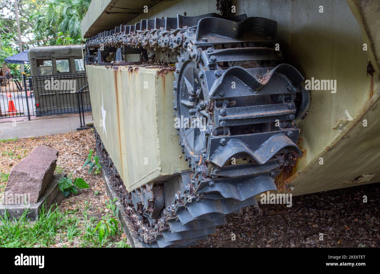 Detail of the amphibious transport vehicle, called Buffalo, used during