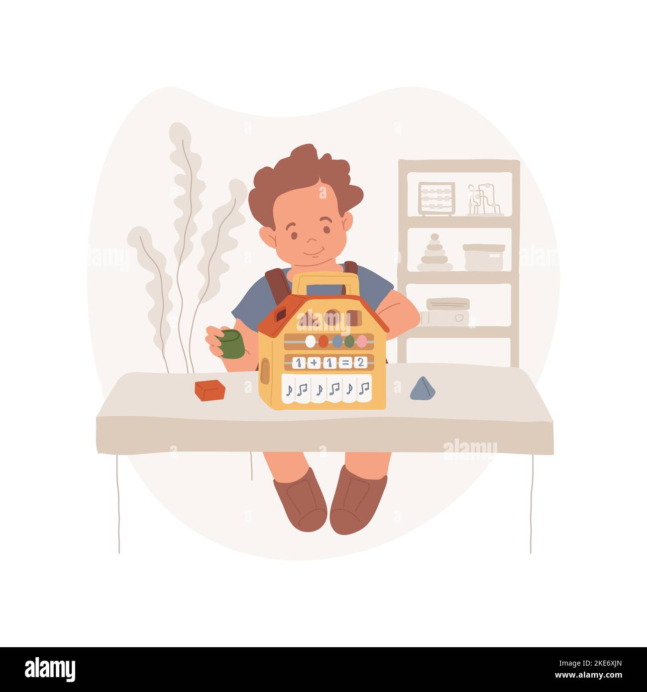 Sorter toy isolated cartoon vector illustration. Smiling toddler