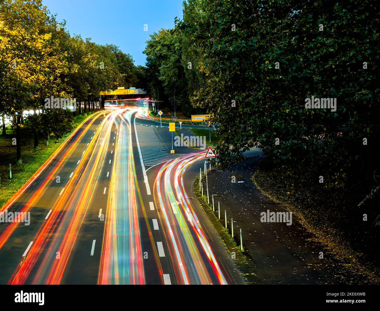 light trails left from traffic on motorway during night Stock Photo - Alamy