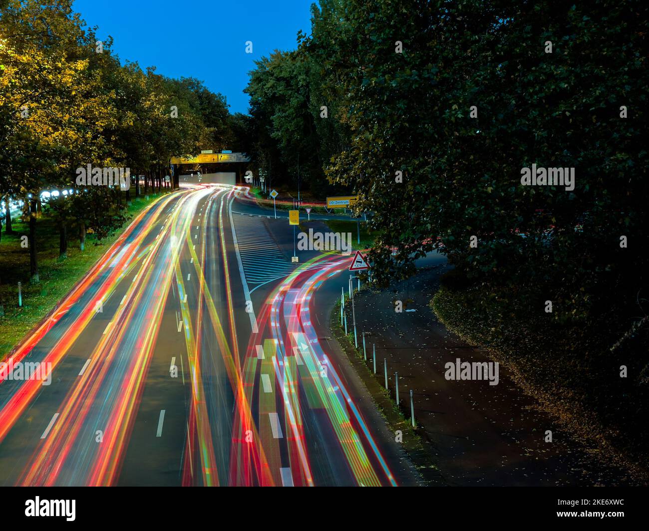 light trails left from traffic on motorway during night Stock Photo - Alamy