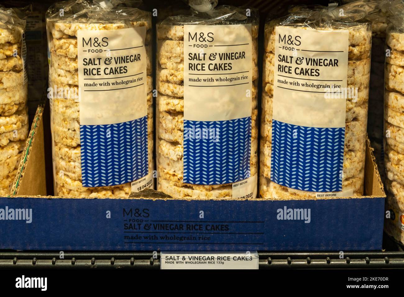 Bags of Salt & Vinegar Rice cakes in M&S foodhall Stock Photo Alamy