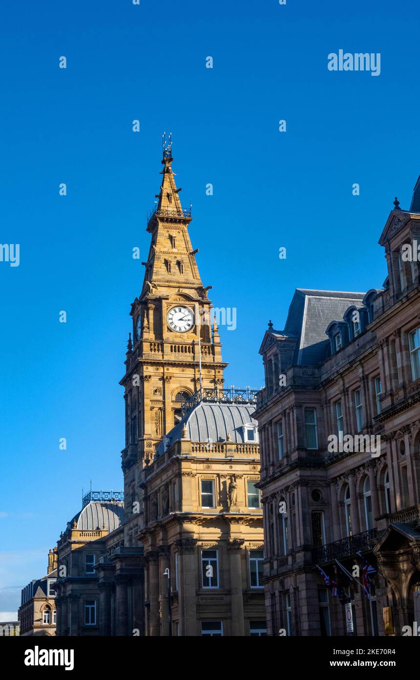 Municipal buildings clock tower on Dale Street in Liverpool, soon to be a new hotel Stock Photo