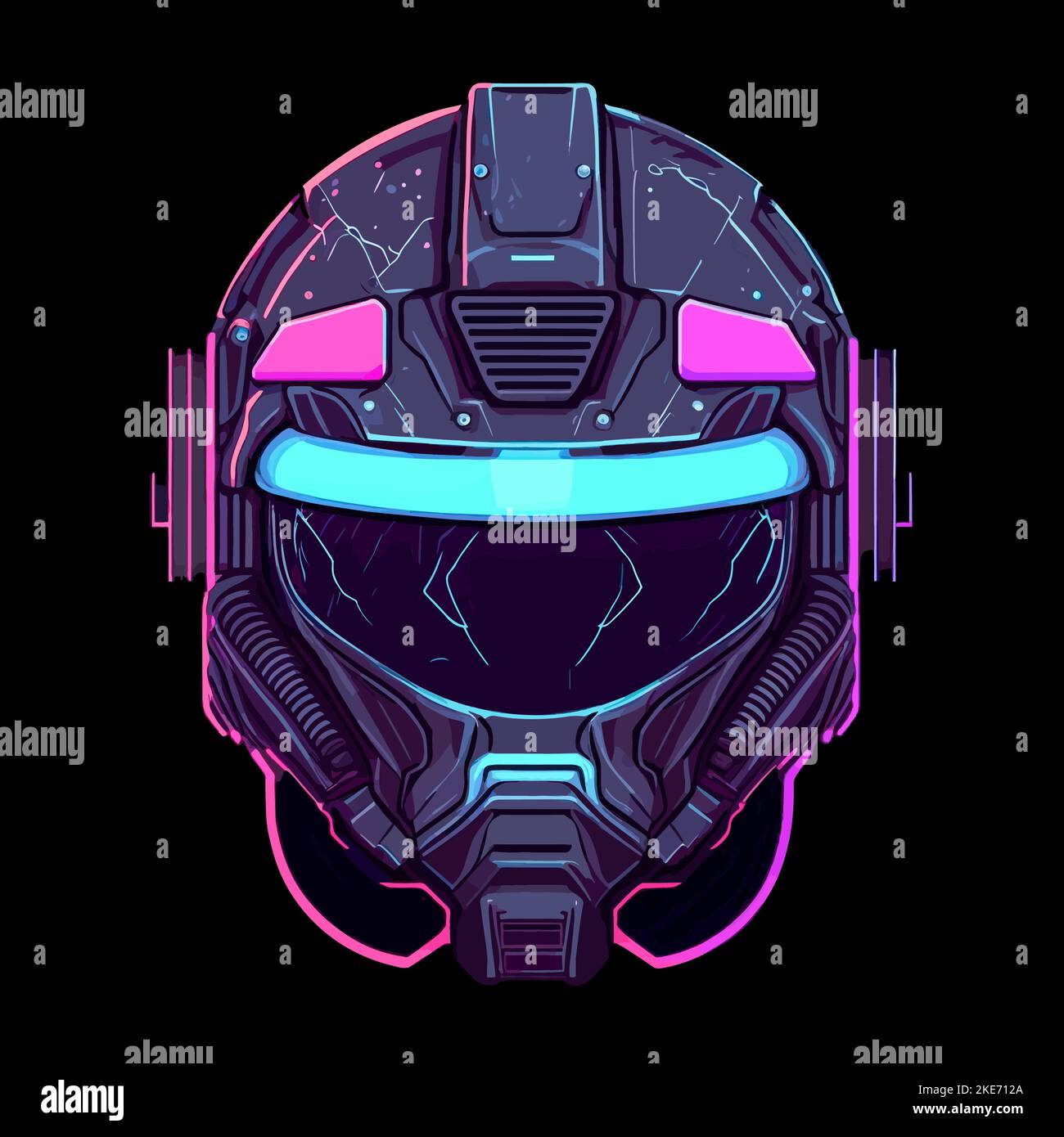 A Mysterious Futuristic Cyberpunk Helmet- The Astronaut Character Stock 