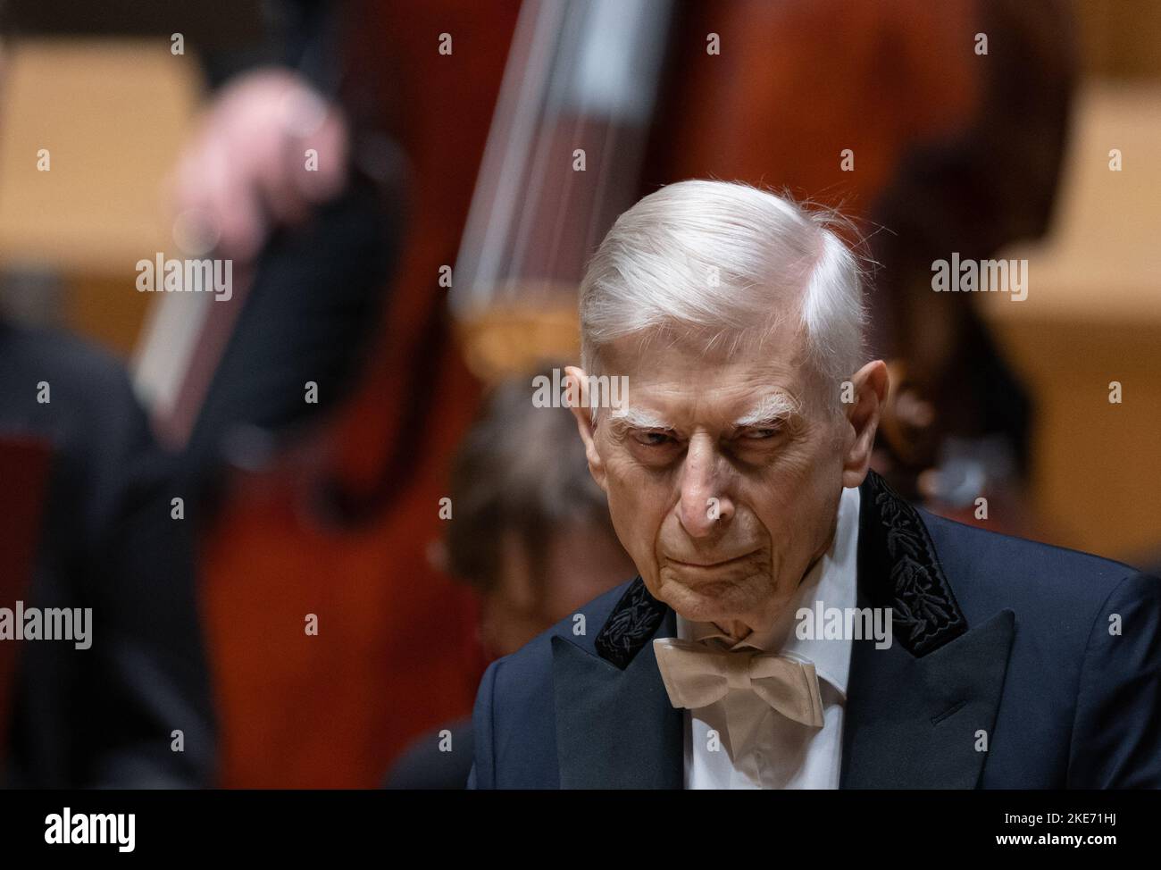 Saxony, Leipzig 10 November 2022, Musician and conductor Herbert Blomstedt listens to the