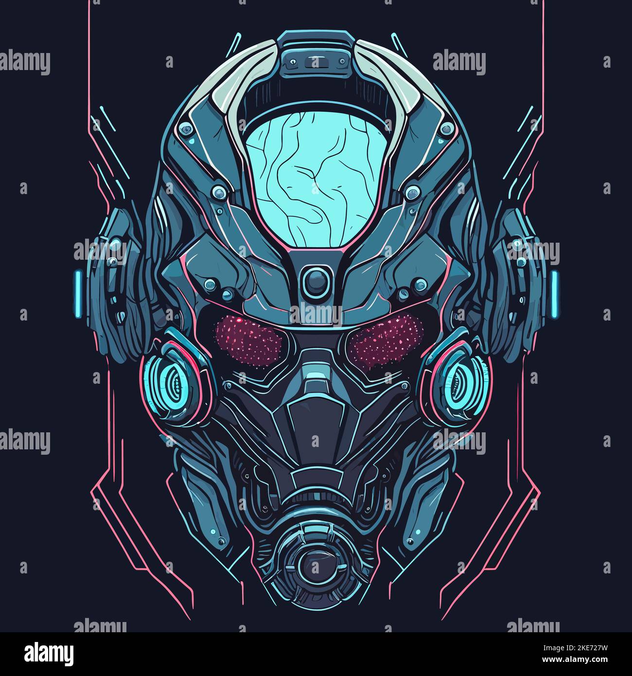 A mysterious futuristic cyberpunk helmet- the astronaut character Stock ...