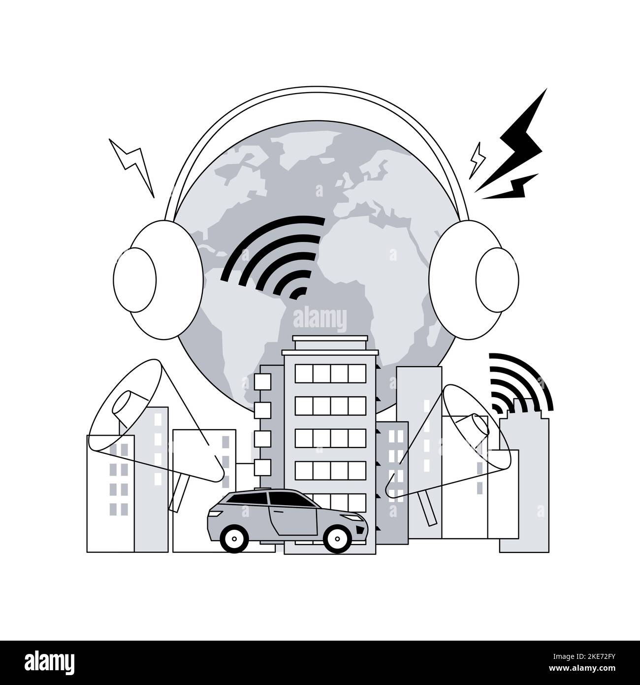 Noise pollution abstract concept vector illustration. Sound pollution