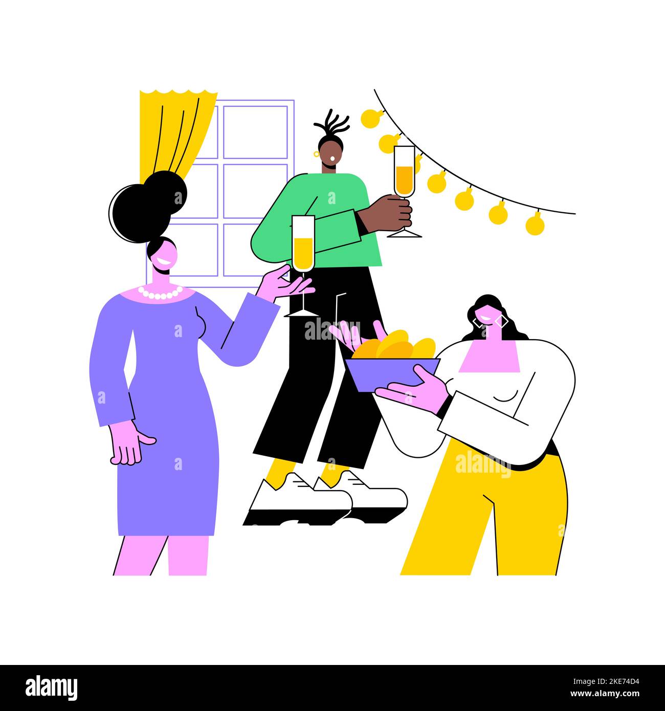 Celebrate at home isolated cartoon vector illustrations. Group of ...