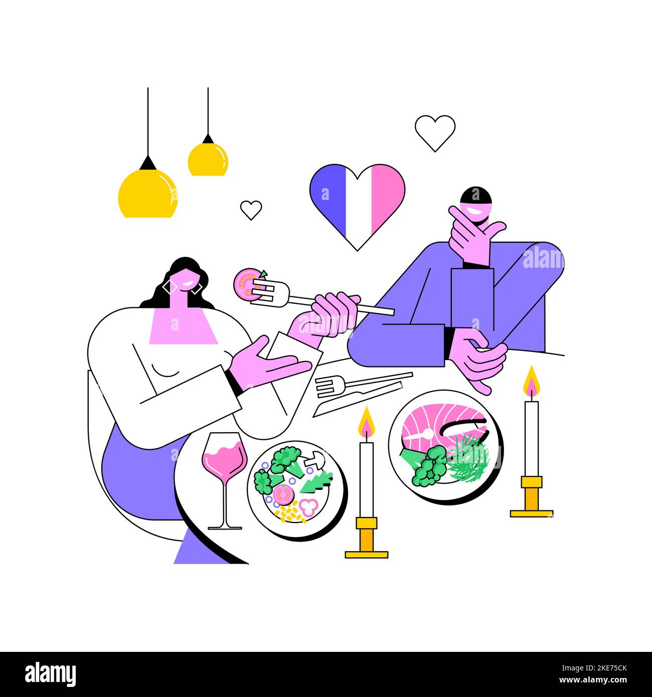 French couple at cafe in paris Stock Vector Images - Alamy