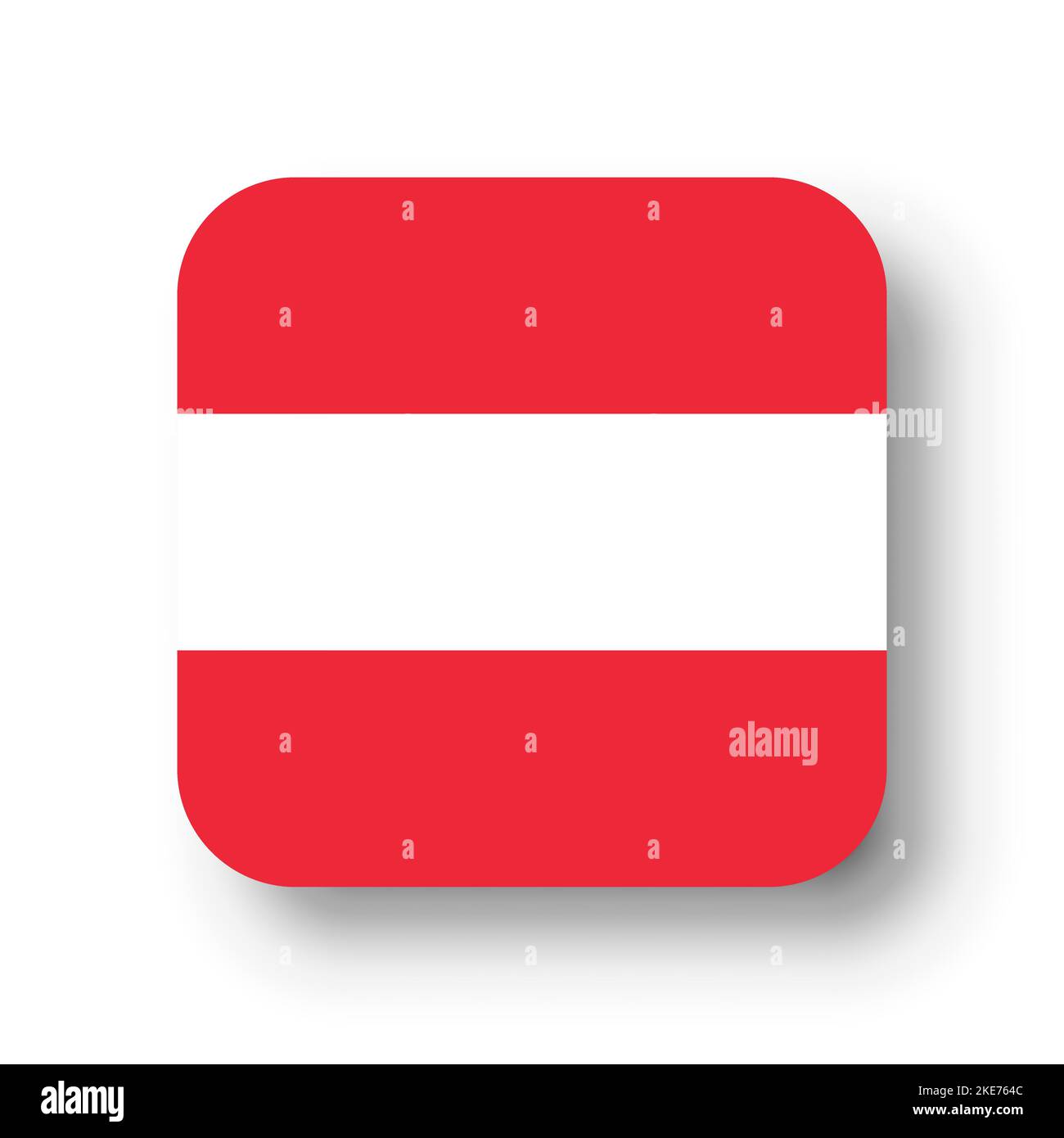Austria flag - flat vector square with rounded corners and dropped shadow. Stock Vector
