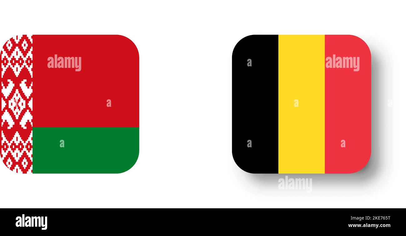 Belgium flag flat vector square with rounded corners and dropped