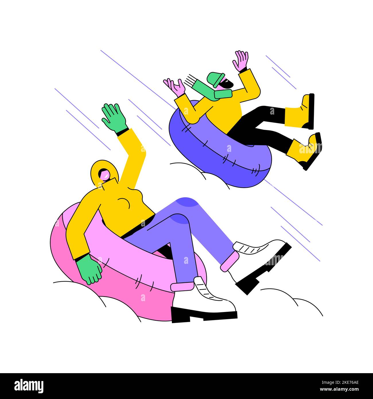 Tubing isolated cartoon vector illustrations. Group of smiling friends