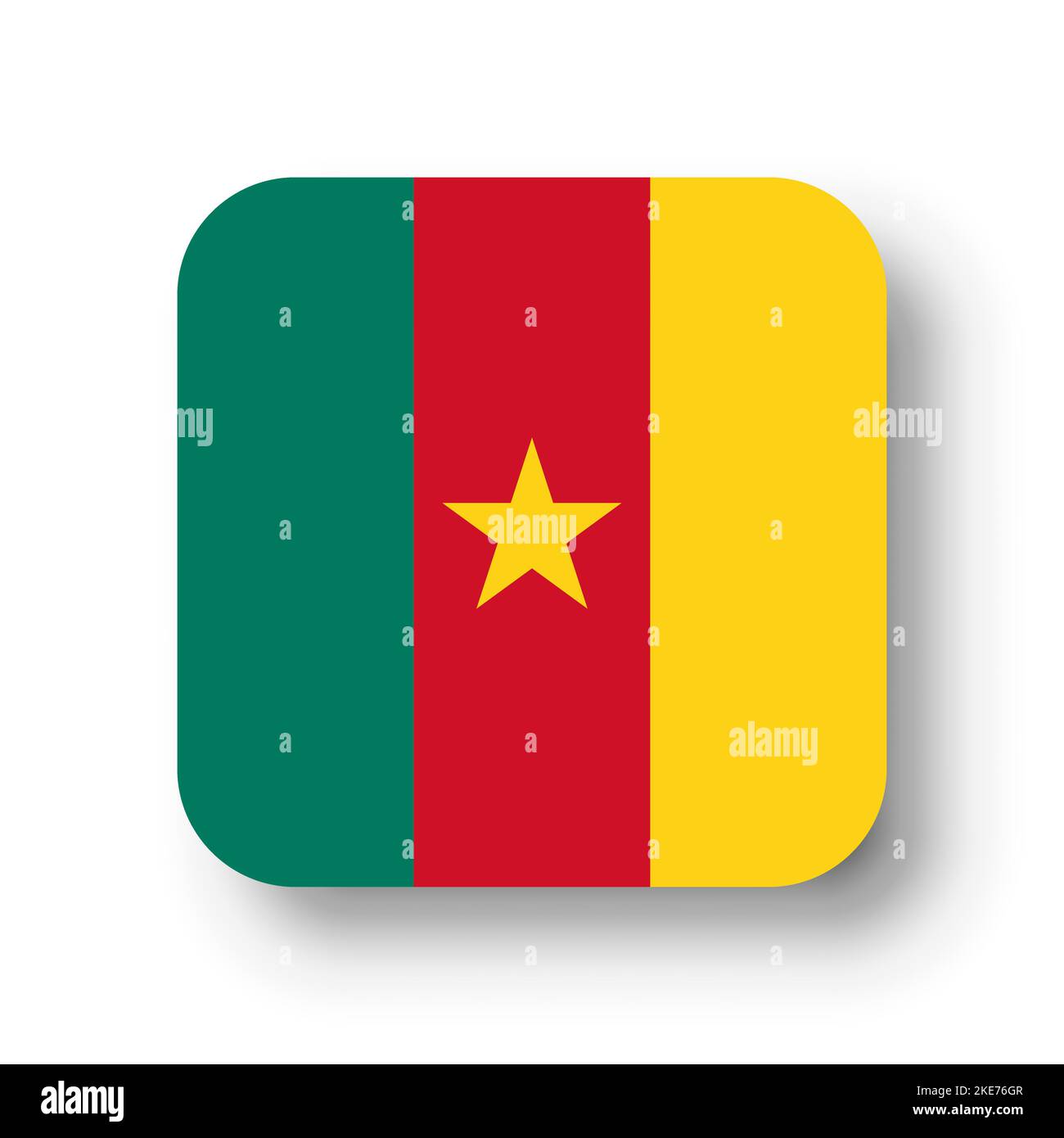 Cameroon flag flat vector square with rounded corners and dropped