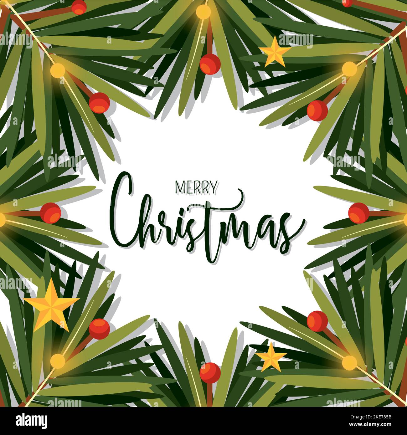 Colored merry christmas invitational card with pine branches Vector ...