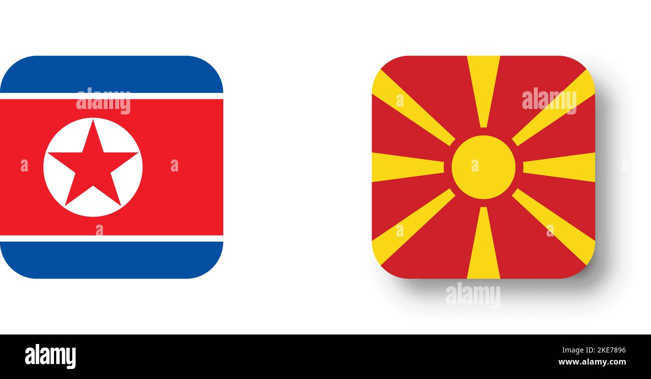 North Macedonia flag flat vector square with rounded corners and
