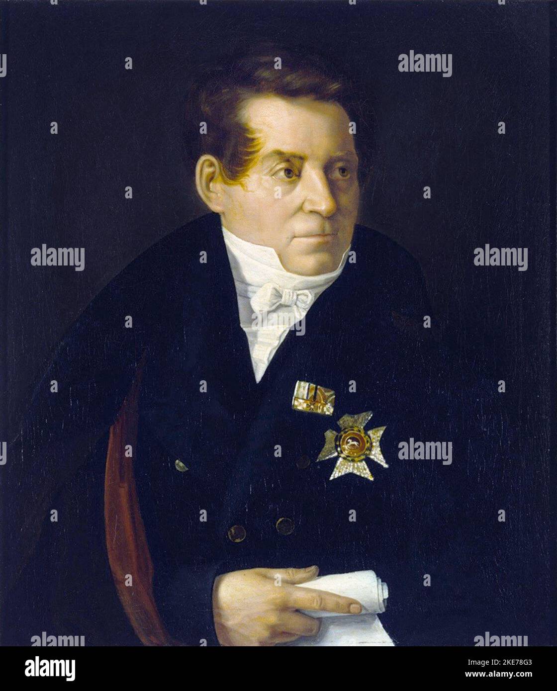 Portrait of August Wilhelm von Schlegel (1767-1845) by Adolf Hohneck August Wilhelm (1767 – 1845), August Schlegel, German poet Stock Photo
