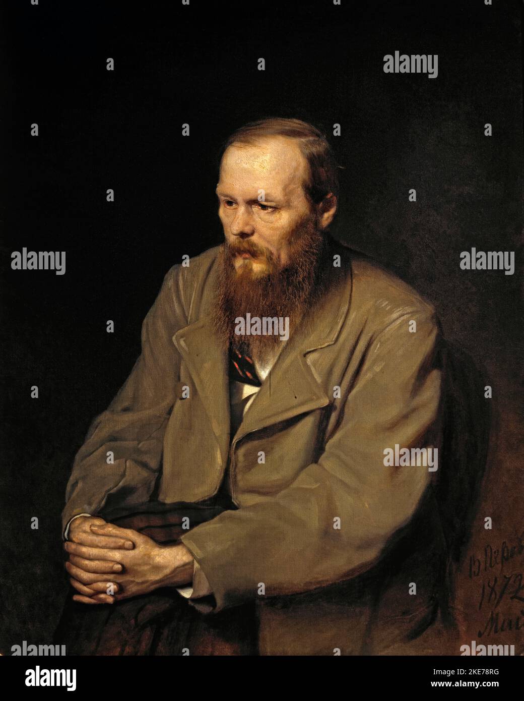 Portrait of Fyodor Dostoyevsky by Vasily Perov c. 1872 Fyodor Mikhailovich Dostoevsky (1821 – 1881), transliterated as Dostoyevsky, Russian novelist, writer Stock Photo