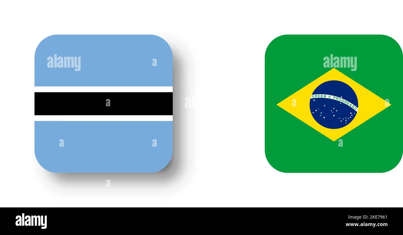 Botswana flag - flat vector square with rounded corners and dropped shadow. Stock Vector