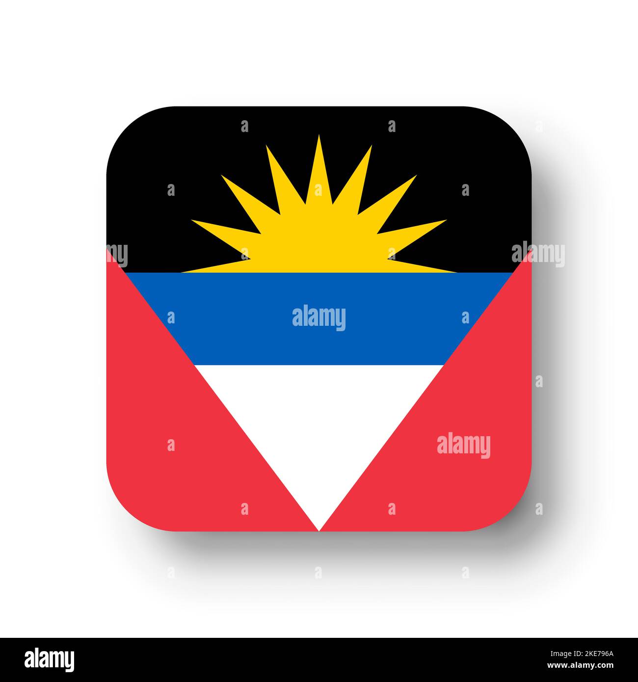 Antigua and Barbuda flag flat vector square with rounded corners and