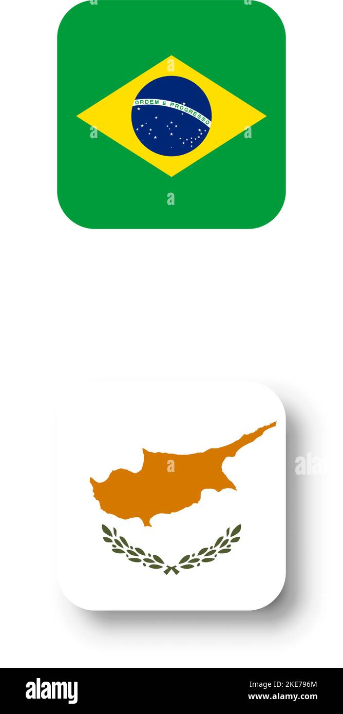 Cyprus flag - flat vector square with rounded corners and dropped shadow. Stock Vector