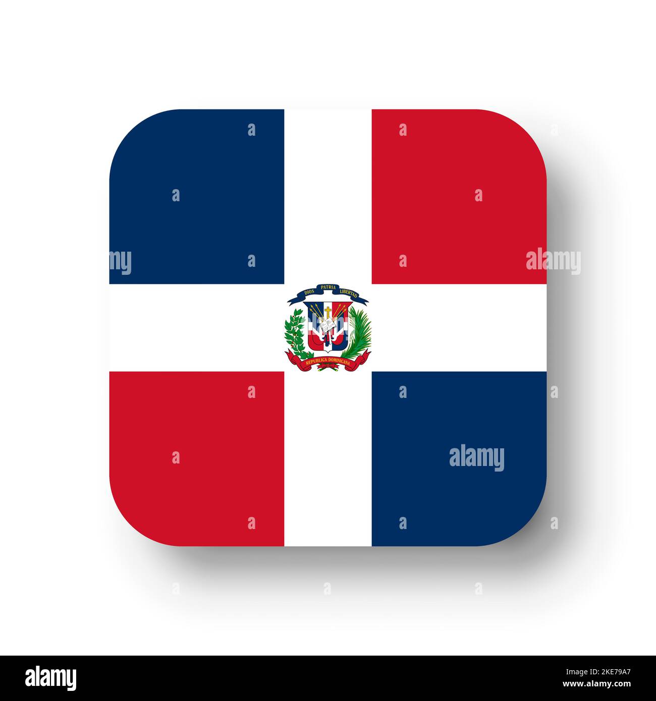 Dominican Republic flag flat vector square with rounded corners and