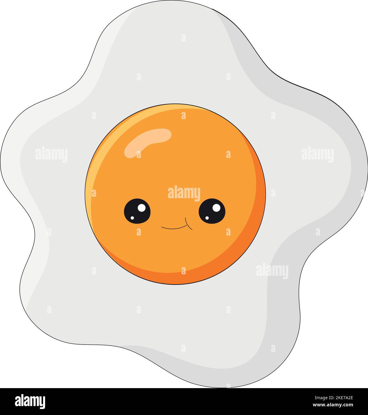 A cute cartoon fried egg with beautiful shiny eyes and a joyful expression  on a white background Stock Vector Image \u0026 Art - Alamy, image size:1232x1390