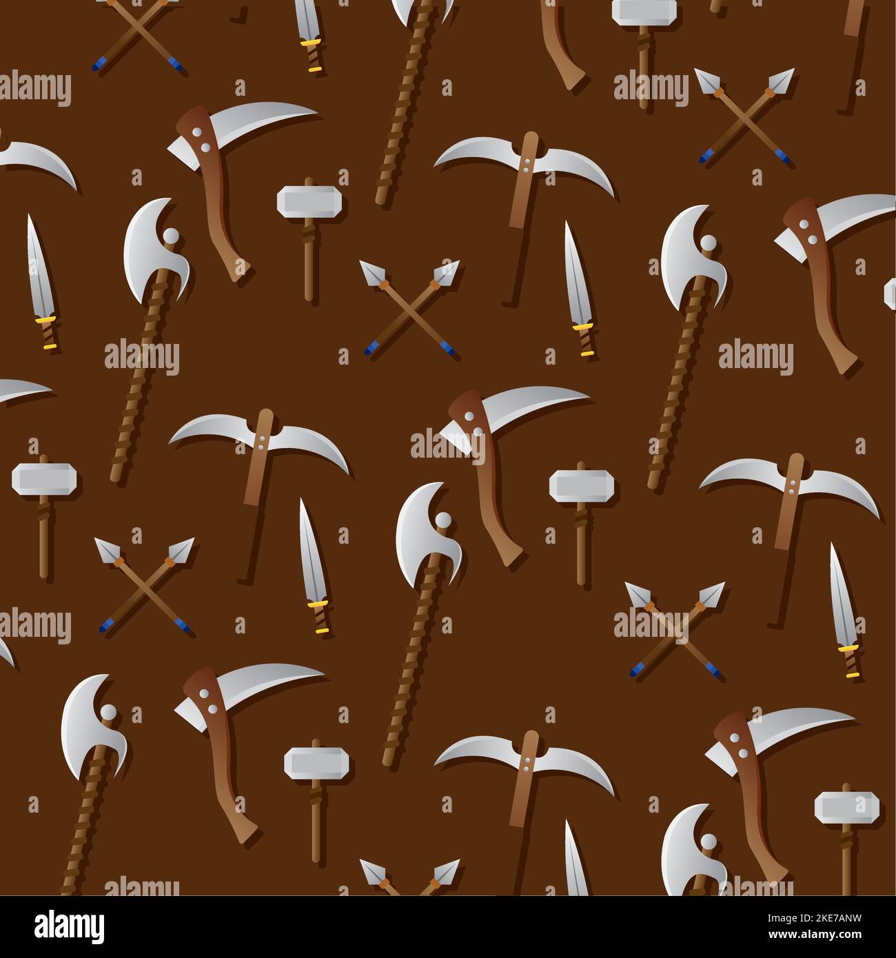 Seamless pattern background with medieval weapons icon Vector Stock Vector