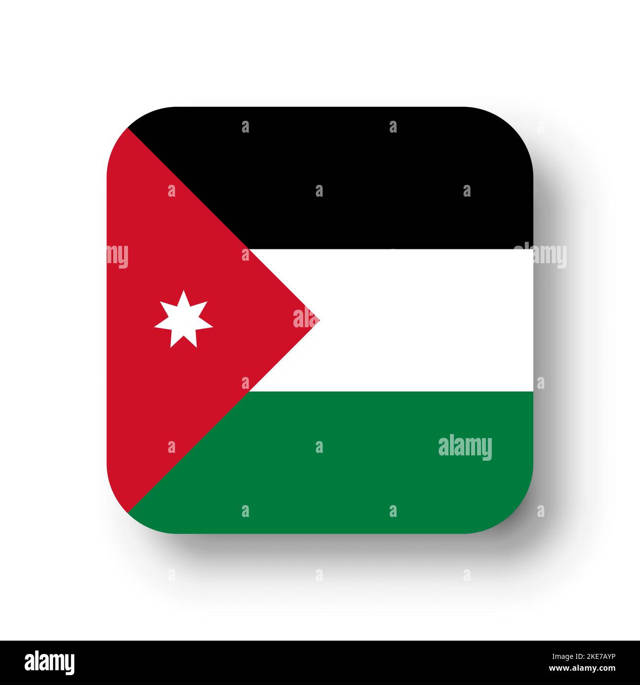 Jordan flag flat vector square with rounded corners and dropped