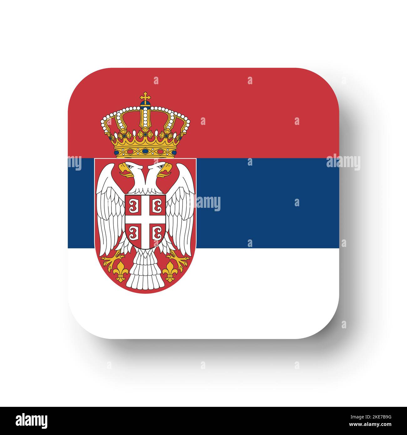 Serbia flag flat vector square with rounded corners and dropped