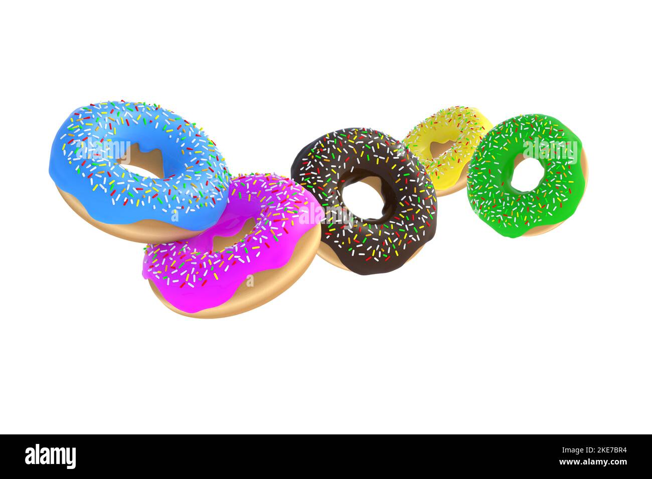 Set of donuts isolated on white background. 3d render Stock Photo - Alamy