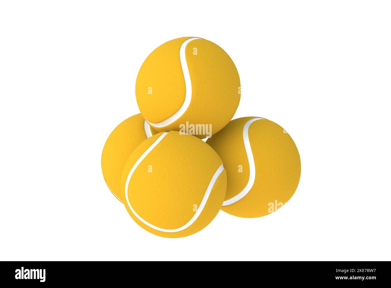 Stack of tennis balls isolated on white background. 3d render Stock