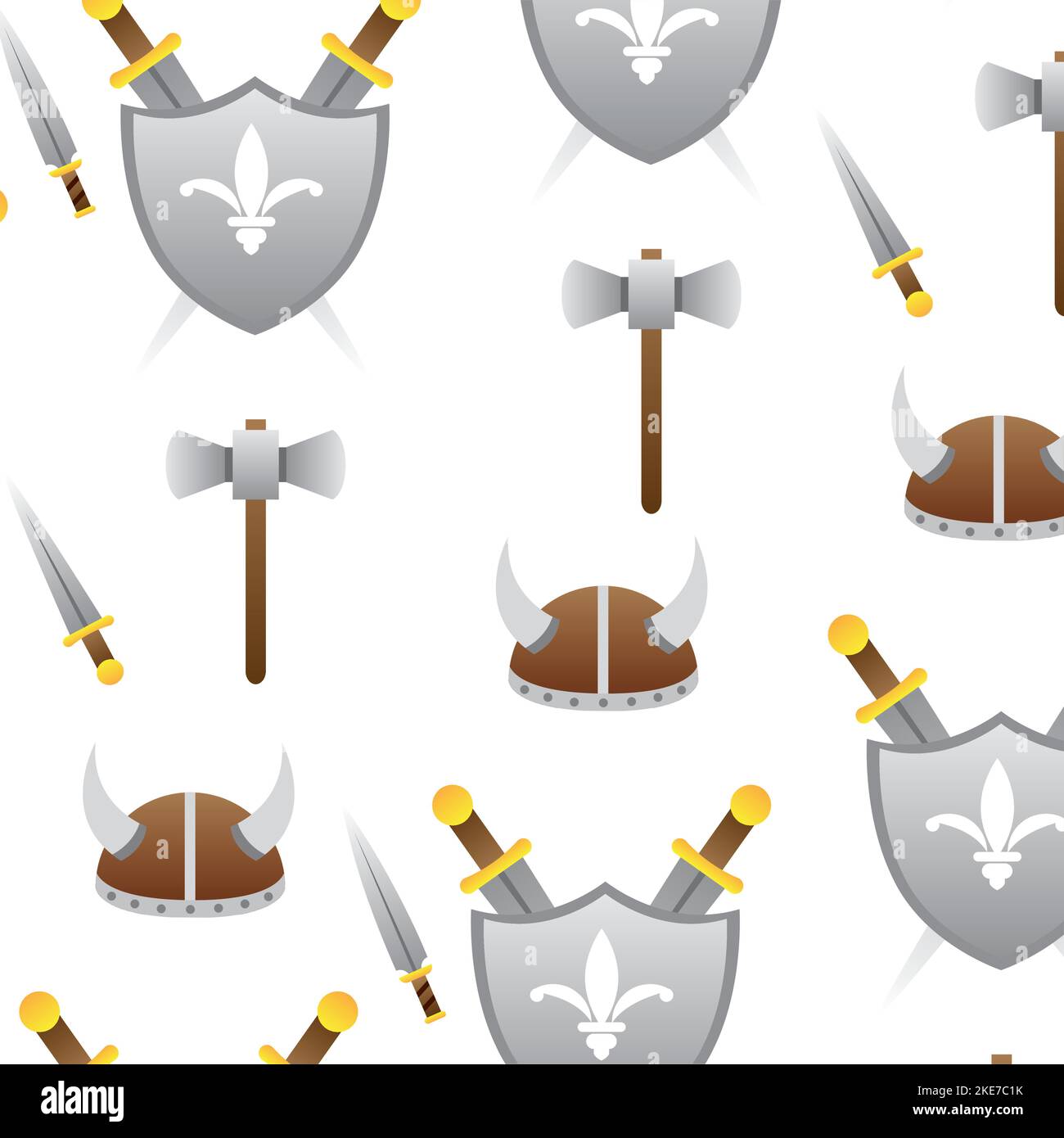 Seamless pattern background with medieval weapons icon Vector Stock Vector
