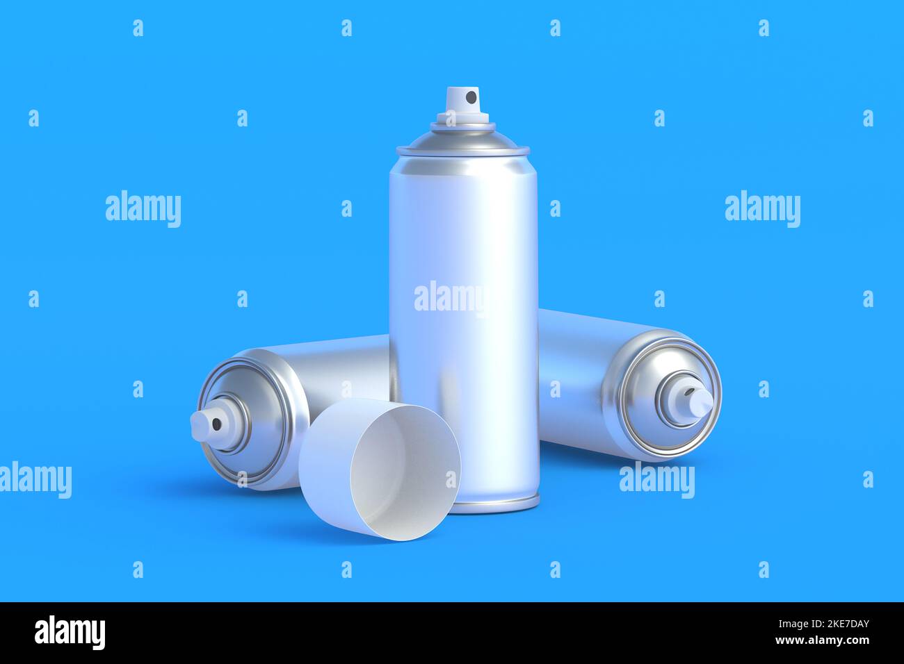 Metallic cans of spray paint. Hairspray or lacquer. Disinfectant
