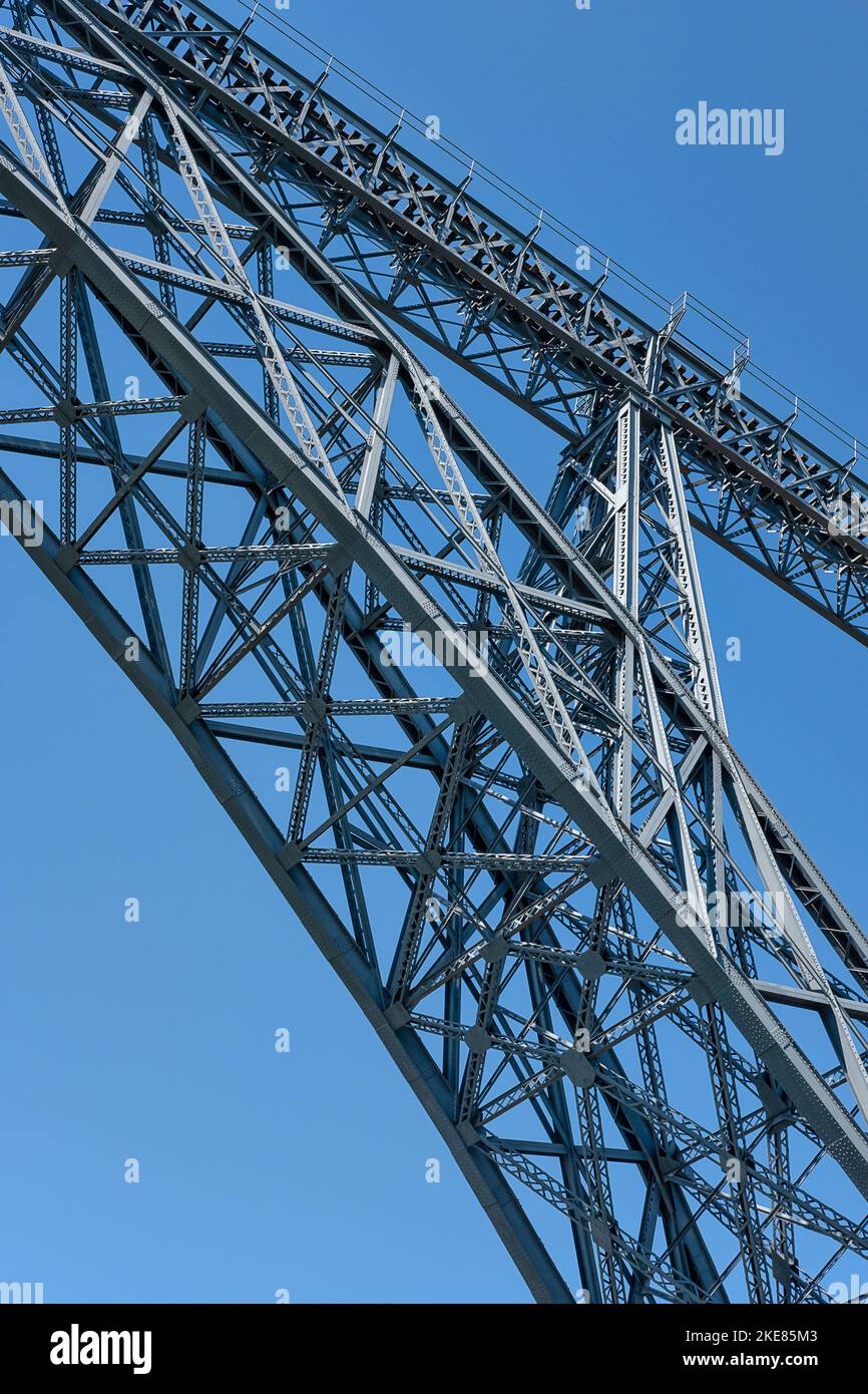 Close-up detail of the iron structure of Ponte de Dom Luis I, iconic ...