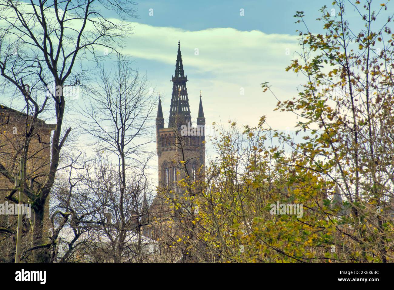university of Glasgow gothic clock tower Stock Photo