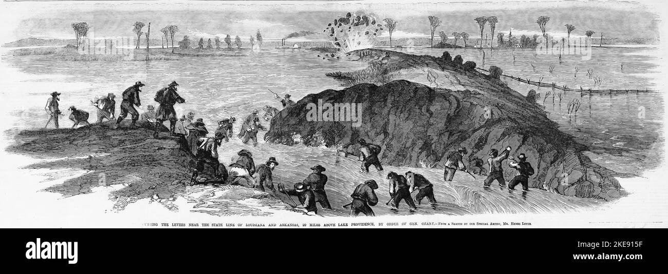 Cutting the levees near the state line of Louisiana and Arkansas, 20