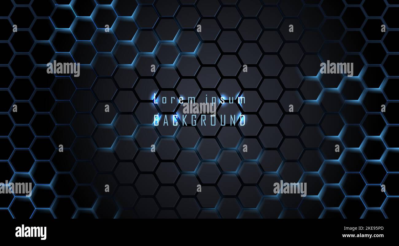 vector Abstract hexagonal blue neon light sci-fi background Stock ...