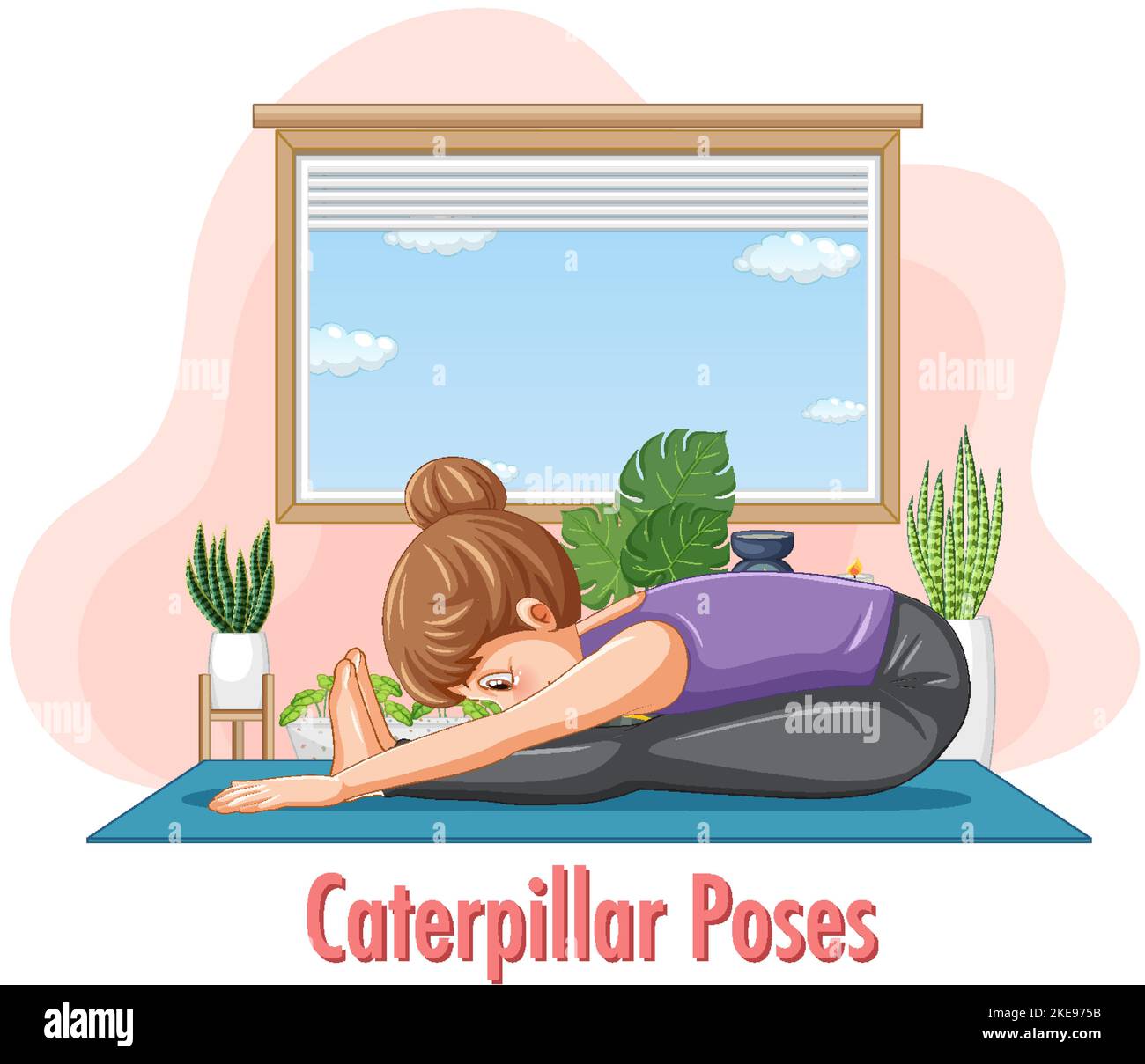 Woman doing yoga at home illustration Stock Vector Image & Art - Alamy