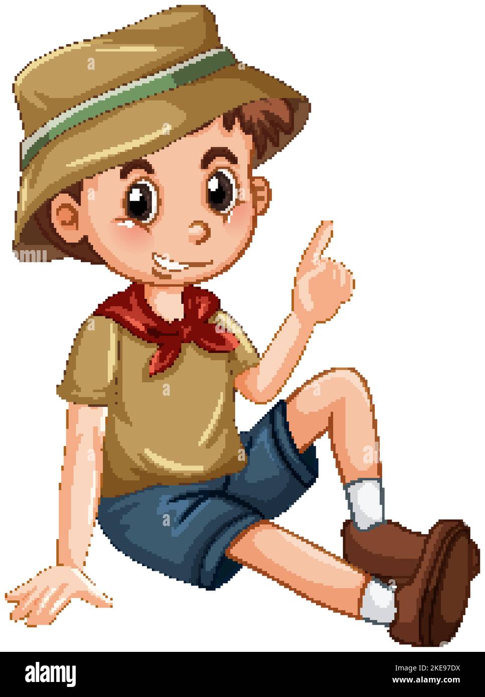 Cute camping boy sitting on white background illustration Stock Vector ...