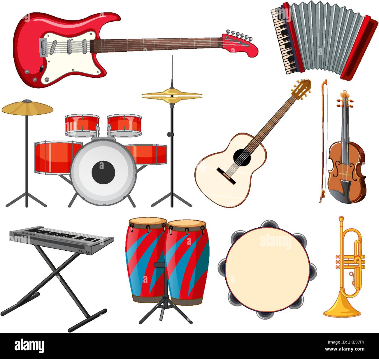 Set of various musical instruments illustration Stock Vector Image