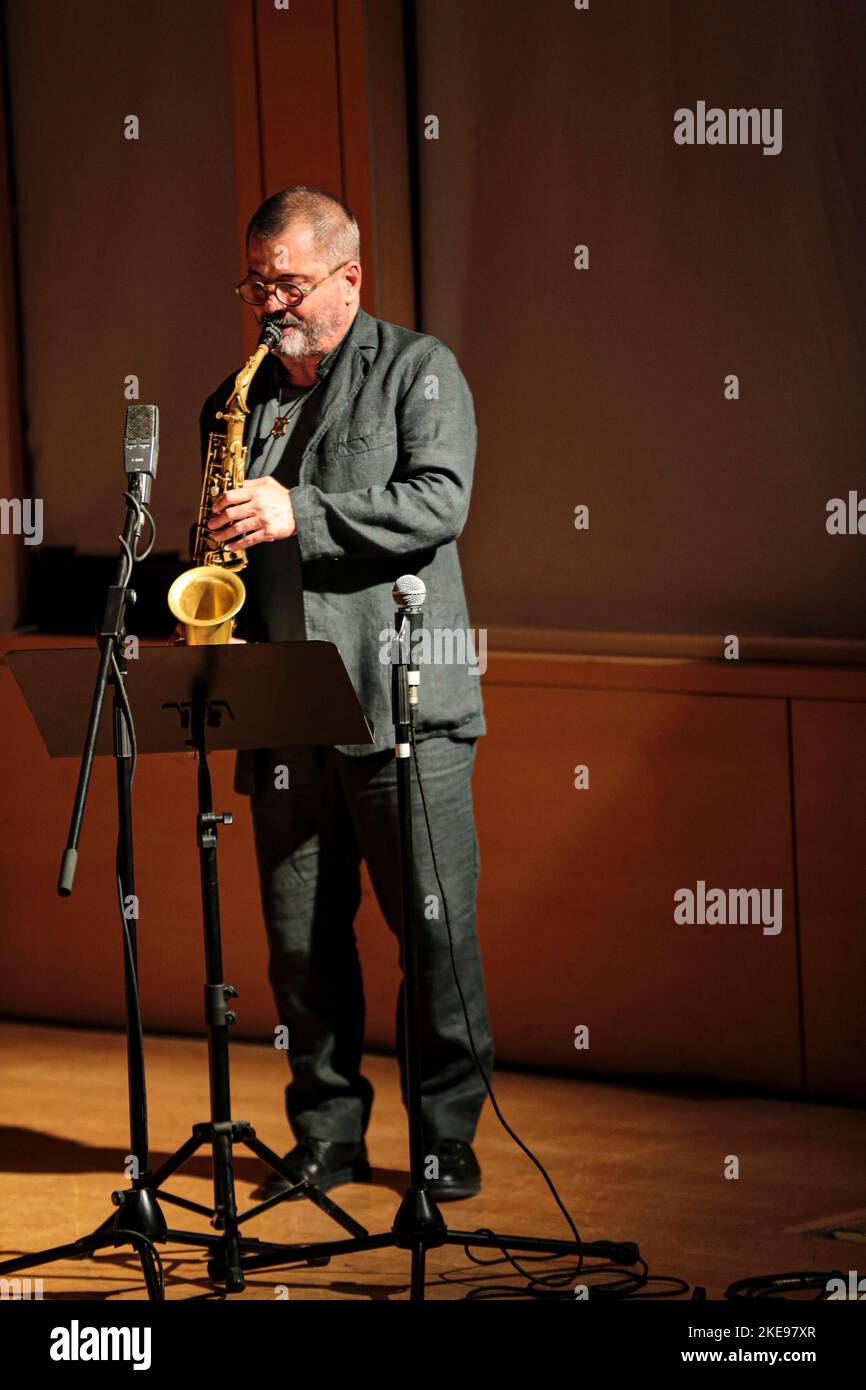 Rome, Lazio, Italy. 10th Nov, 2022. Mac Saxophone Quartet featuring Rosario Giuliani at the Casa Del Jazz in Rome. (Credit Image: © Daniela Franceschelli/Pacific Press via ZUMA Press Wire) Stock Photo