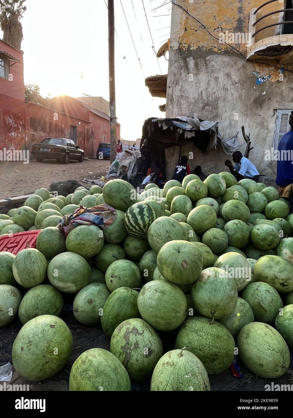 St. Louis, Senegal. 31st Oct, 2022. Melons are for sale on a street