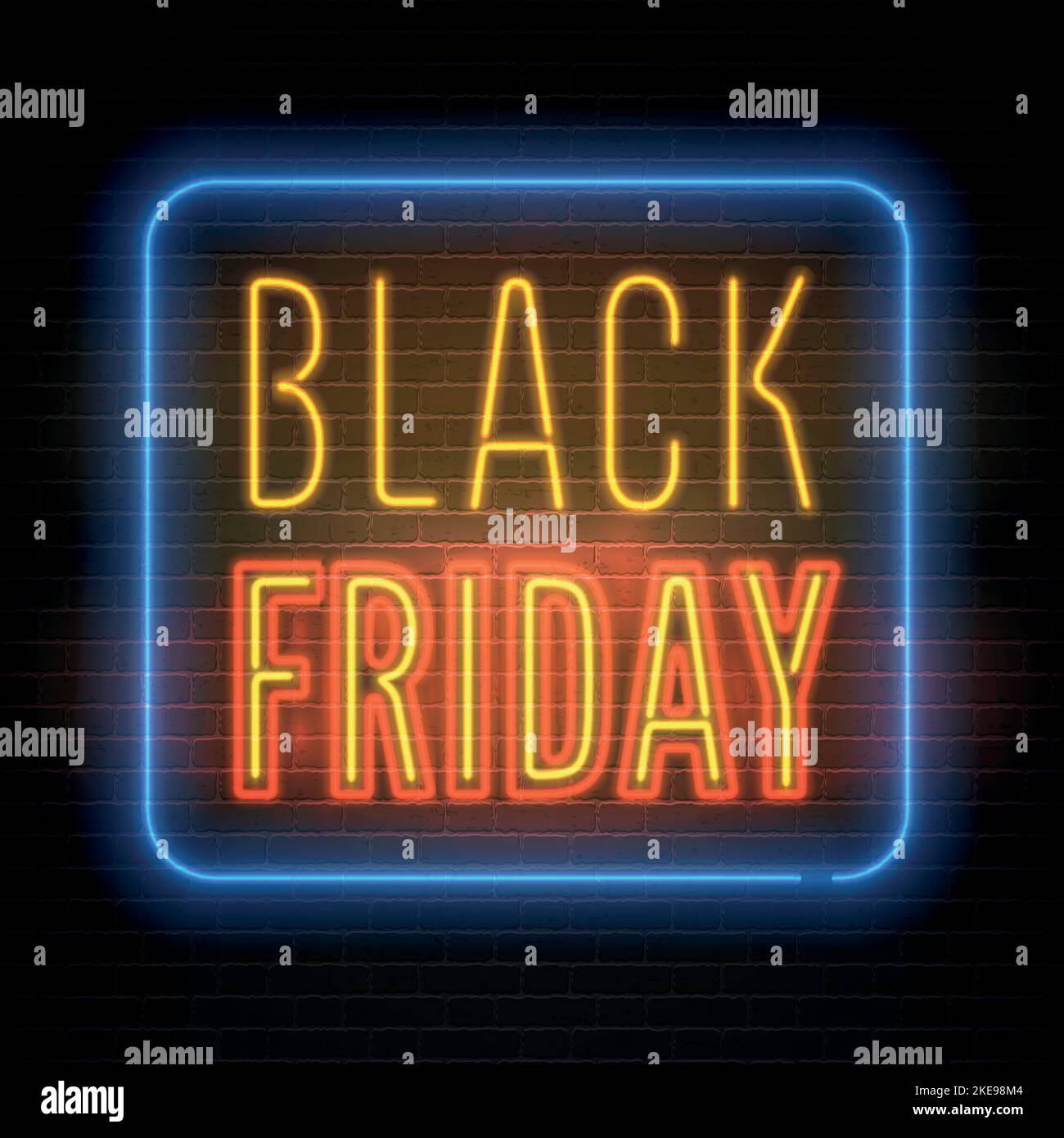 Black Friday sale retro advert neon light on dark background. Stylish