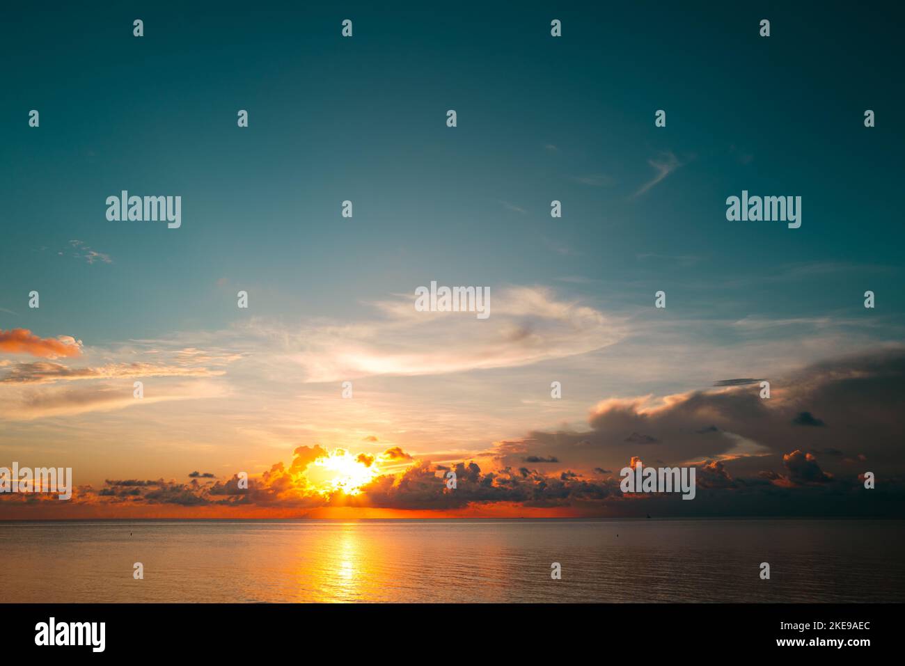 Sea beach with sky sunset or sunrise. Cloudscape over the sunset sea ...