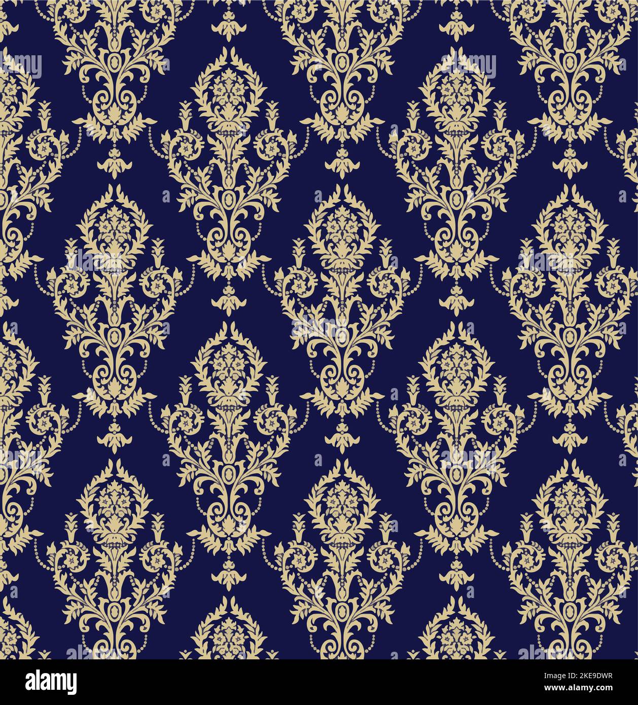 Vector damask seamless pattern background. Classical luxury old